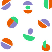 Logo lila, naranja y aqua